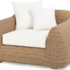 Casa Padrino Luxus Gartensessel Naturfarben / Weiß 128 x 118 x H. 72 cm - Handgewebter Wetterbeständiger Sessel - Garten Terrassen Sessel Möbel - Luxus Qualität