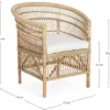 Casa Padrino Luxus Gartensessel Naturfarben / Weiß 79 x 72 x H. 86 cm - Rattan Garten & Terrassen Sessel mit Sitzkissen - Garten & Terrassen Möbel - Luxus Qualität