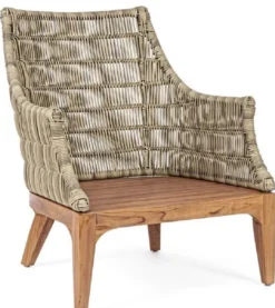 Casa Padrino Luxus Gartensessel mit Kissen Grau / Naturfarben / Braun 69 x 73 x H. 80,5 cm - Wetterbeständiger Garten & Terrassen Sessel - Garten & Terrassen Möbel - Luxus Qualität