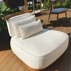 Casa Padrino Luxus Garten Sessel Weiß / Braun / Silber 108 cm - Outdoor Sessel - Hotel Sessel- Outdoor Hotel Möbel - Made in Italy