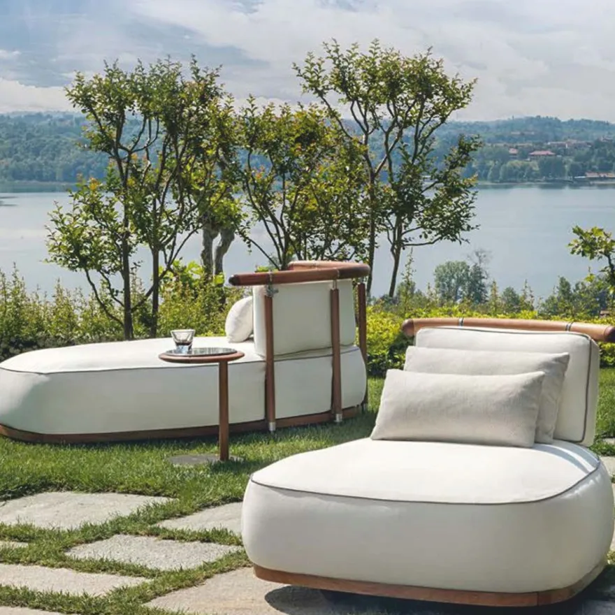Casa Padrino Luxus Garten Sessel Weiß / Braun / Silber 108 cm - Outdoor Sessel - Hotel Sessel- Outdoor Hotel Möbel - Made in Italy