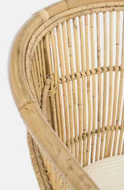 Casa Padrino Luxus Gartensessel Naturfarben / Weiß 68 x 65 x H. 82 cm - Rattan Garten & Terrassen Sessel mit Sitzkissen - Garten & Terrassen Möbel - Luxus Qualität