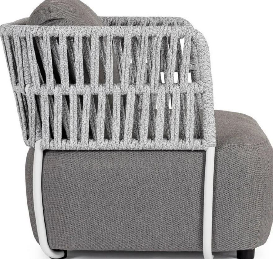 Casa Padrino Luxus Gartensessel Grau / Hellgrau / Schwarz 92 x 86 x H. 79 cm - Wetterbeständiger Garten Sessel - Terrassen Sessel - Garten Möbel - Terrassen Möbel - Outdoor Möbel