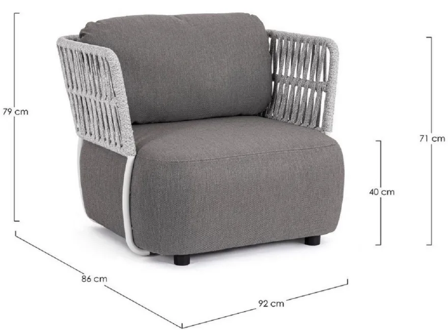 Casa Padrino Luxus Gartensessel Grau / Hellgrau / Schwarz 92 x 86 x H. 79 cm - Wetterbeständiger Garten Sessel - Terrassen Sessel - Garten Möbel - Terrassen Möbel - Outdoor Möbel