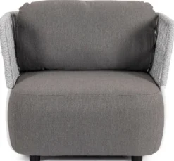 Casa Padrino Luxus Gartensessel Grau / Hellgrau / Schwarz 92 x 86 x H. 79 cm - Wetterbeständiger Garten Sessel - Terrassen Sessel - Garten Möbel - Terrassen Möbel - Outdoor Möbel