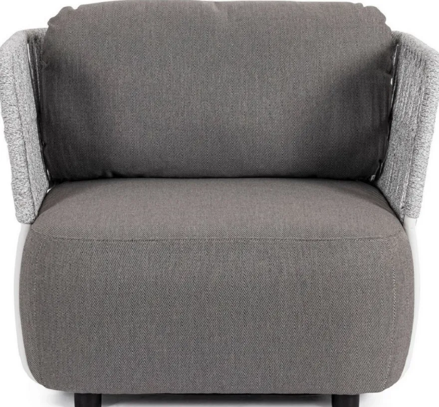 Casa Padrino Luxus Gartensessel Grau / Hellgrau / Schwarz 92 x 86 x H. 79 cm - Wetterbeständiger Garten Sessel - Terrassen Sessel - Garten Möbel - Terrassen Möbel - Outdoor Möbel