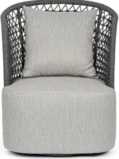 Casa Padrino Luxus Gartensessel mit Kissen Grau / Anthrazit 77 x 81 x H. 93 cm - Wetterbeständiger Garten & Terrassen Sessel - Garten & Terrassen Möbel - Luxus Qualität