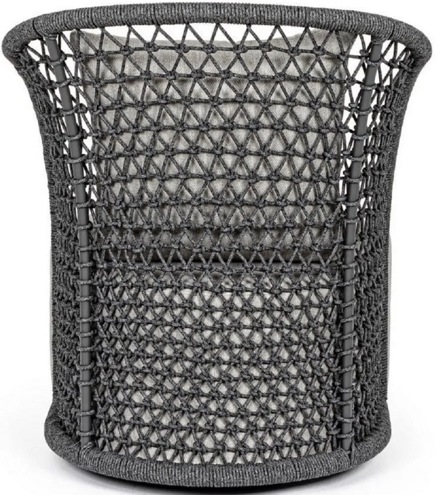Casa Padrino Luxus Gartensessel mit Kissen Grau / Anthrazit 77 x 81 x H. 93 cm - Wetterbeständiger Garten & Terrassen Sessel - Garten & Terrassen Möbel - Luxus Qualität