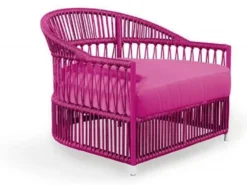 Casa Padrino Luxus Gartensessel Lila 86 x 98 x H. 76 cm - Handgewebter Wetterbeständiger Sessel - Garten Terrassen Hotel Pool Sessel Möbel - Luxus Qualität