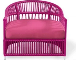 Casa Padrino Luxus Gartensessel Lila 86 x 98 x H. 76 cm - Handgewebter Wetterbeständiger Sessel - Garten Terrassen Hotel Pool Sessel Möbel - Luxus Qualität