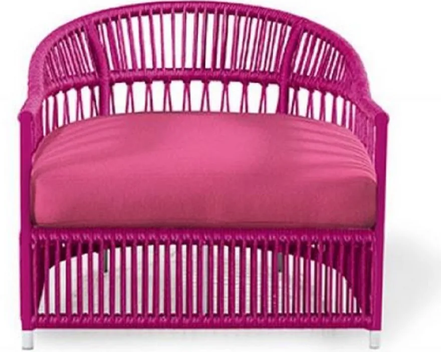 Casa Padrino Luxus Gartensessel Lila 86 x 98 x H. 76 cm - Handgewebter Wetterbeständiger Sessel - Garten Terrassen Hotel Pool Sessel Möbel - Luxus Qualität