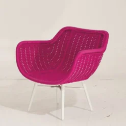 Casa Padrino Luxus Gartensessel Pink / Weiß - Luxus Garten & Terrassen Möbel