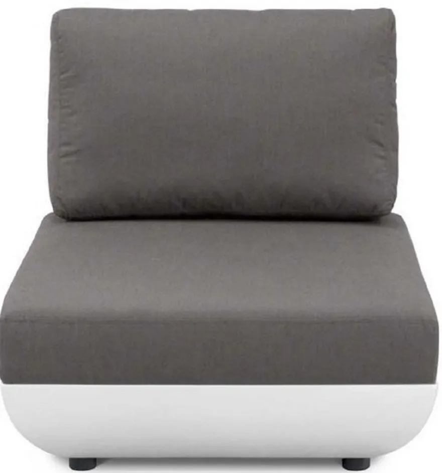 Casa Padrino Luxus Gartensessel Matt Weiß / Dunkelgrau 92 x 95 x H. 90 cm - Wetterbeständiger Garten Terrassen Sessel mit verstellbarer Rückenlehne - Hotel Möbel - Luxus Qualität