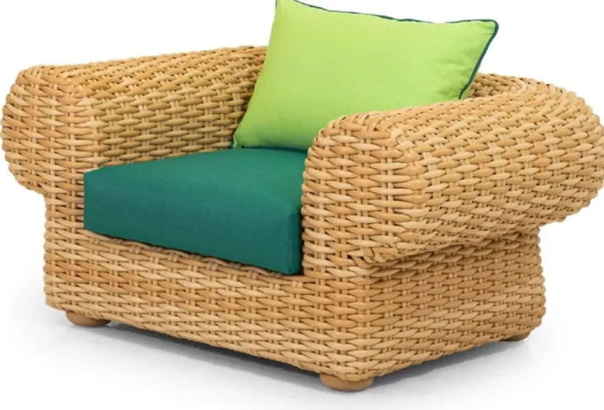 Casa Padrino Luxus Gartensessel Naturfarben / Grün 135 cm