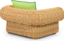Casa Padrino Luxus Gartensessel Naturfarben / Grün 135 cm