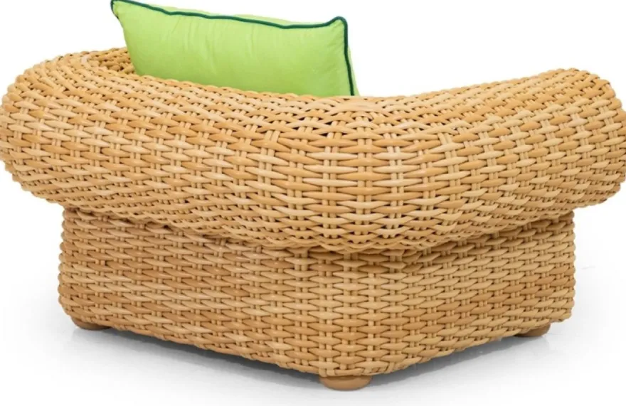 Casa Padrino Luxus Gartensessel Naturfarben / Grün 135 cm