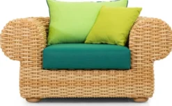 Casa Padrino Luxus Gartensessel Naturfarben / Grün 135 cm