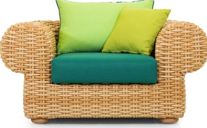 Casa Padrino Luxus Gartensessel Naturfarben / Grün 135 cm