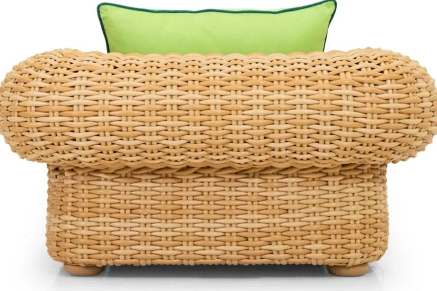 Casa Padrino Luxus Gartensessel Naturfarben / Grün 135 cm