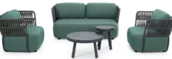 Casa Padrino Luxus Gartensessel Grün / Grau / Schwarz 92 x 86 x H. 79 cm - Wetterbeständiger Garten Sessel - Terrassen Sessel - Garten Möbel - Terrassen Möbel - Outdoor Möbel