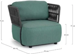 Casa Padrino Luxus Gartensessel Grün / Grau / Schwarz 92 x 86 x H. 79 cm - Wetterbeständiger Garten Sessel - Terrassen Sessel - Garten Möbel - Terrassen Möbel - Outdoor Möbel