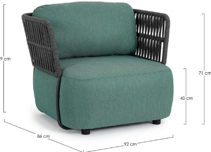 Casa Padrino Luxus Gartensessel Grün / Grau / Schwarz 92 x 86 x H. 79 cm - Wetterbeständiger Garten Sessel - Terrassen Sessel - Garten Möbel - Terrassen Möbel - Outdoor Möbel