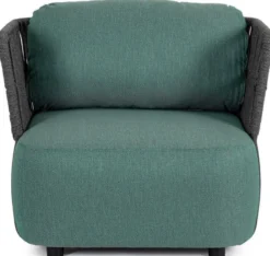 Casa Padrino Luxus Gartensessel Grün / Grau / Schwarz 92 x 86 x H. 79 cm - Wetterbeständiger Garten Sessel - Terrassen Sessel - Garten Möbel - Terrassen Möbel - Outdoor Möbel