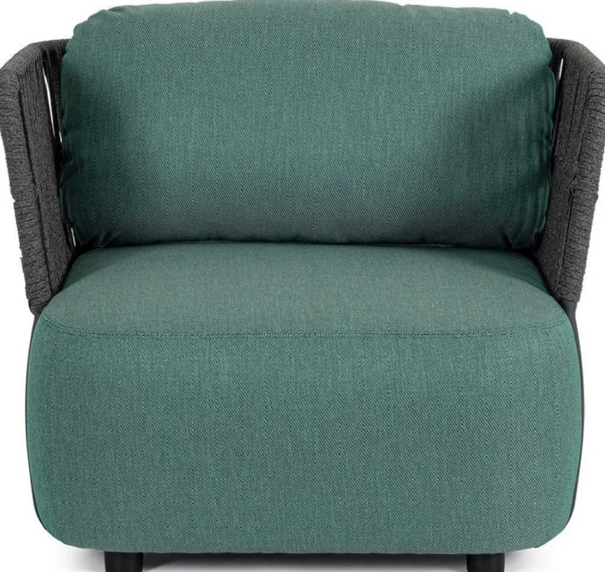 Casa Padrino Luxus Gartensessel Grün / Grau / Schwarz 92 x 86 x H. 79 cm - Wetterbeständiger Garten Sessel - Terrassen Sessel - Garten Möbel - Terrassen Möbel - Outdoor Möbel