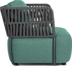 Casa Padrino Luxus Gartensessel Grün / Grau / Schwarz 92 x 86 x H. 79 cm - Wetterbeständiger Garten Sessel - Terrassen Sessel - Garten Möbel - Terrassen Möbel - Outdoor Möbel