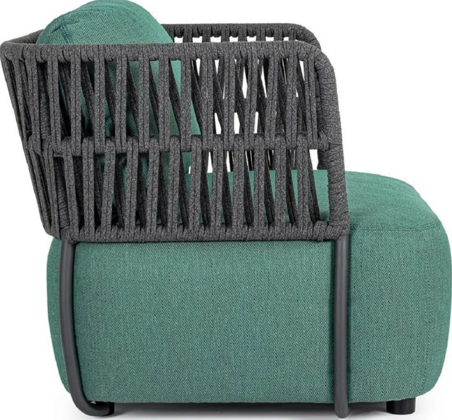 Casa Padrino Luxus Gartensessel Grün / Grau / Schwarz 92 x 86 x H. 79 cm - Wetterbeständiger Garten Sessel - Terrassen Sessel - Garten Möbel - Terrassen Möbel - Outdoor Möbel