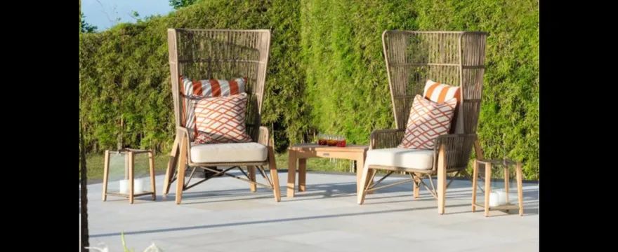 Casa Padrino Luxus Garten Sitzgruppe Beige 3-teilig 82 x 90 x H. 140 cm - Wetterfest und hochwertig verarbeitet - Moderne Garten Möbel - Luxus Qualität