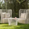 Casa Padrino Luxus Garten Sitzgruppe Hellgrau / Grau 3-teilig 95 x 89 x H. 114 cm - Wetterfest und hochwertig verarbeitet - Moderne Garten Möbel - Luxus Qualität