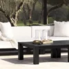 Casa Padrino Luxus Gartensofa Schwarz / Weiß 273,5 x 100 x H. 72 cm - Wetterbeständiges Garten Terrassen Sofa mit Kissen - Hotel Möbel - Luxus Qualität