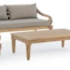Casa Padrino Luxus Gartensofa Grau / Naturfarben 165 x 80 x H. 75 cm - Rustikales Teakholz Garten Sofa mit Kissen - Massivholz Garten Möbel - Rustikale Garten Möbel - Luxus Garten Möbel