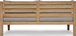 Casa Padrino Luxus Gartensofa Grau / Naturfarben 165 x 80 x H. 75 cm - Rustikales Teakholz Garten Sofa mit Kissen - Massivholz Garten Möbel - Rustikale Garten Möbel - Luxus Garten Möbel