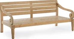 Casa Padrino Luxus Gartensofa Grau / Naturfarben 165 x 80 x H. 75 cm - Rustikales Teakholz Garten Sofa mit Kissen - Massivholz Garten Möbel - Rustikale Garten Möbel - Luxus Garten Möbel