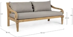 Casa Padrino Luxus Gartensofa Grau / Naturfarben 165 x 80 x H. 75 cm - Rustikales Teakholz Garten Sofa mit Kissen - Massivholz Garten Möbel - Rustikale Garten Möbel - Luxus Garten Möbel