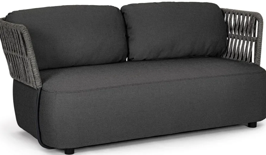 Casa Padrino Luxus Gartensofa Anthrazit / Grau / Schwarz 167 x 86 x H. 79 cm - Wetterbeständiges Garten Sofa - Terrassen Sofa - Garten Möbel - Terrassen Möbel - Outdoor Möbel