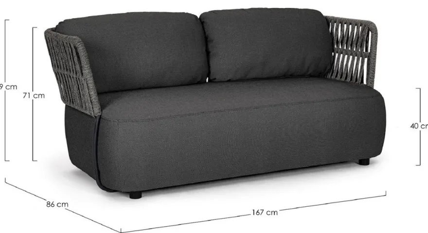Casa Padrino Luxus Gartensofa Anthrazit / Grau / Schwarz 167 x 86 x H. 79 cm - Wetterbeständiges Garten Sofa - Terrassen Sofa - Garten Möbel - Terrassen Möbel - Outdoor Möbel