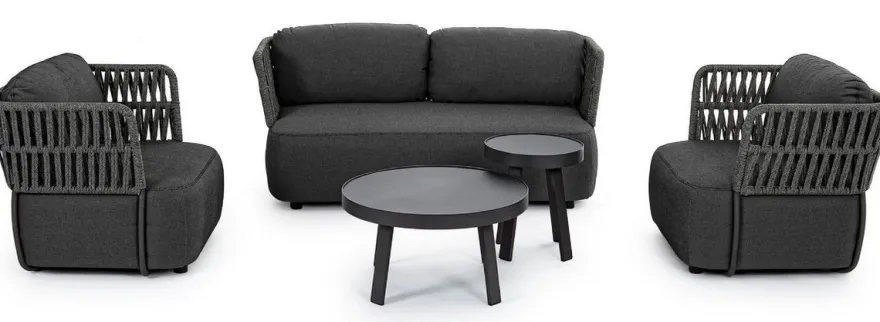 Casa Padrino Luxus Gartensofa Anthrazit / Grau / Schwarz 167 x 86 x H. 79 cm - Wetterbeständiges Garten Sofa - Terrassen Sofa - Garten Möbel - Terrassen Möbel - Outdoor Möbel