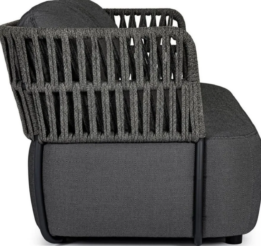 Casa Padrino Luxus Gartensofa Anthrazit / Grau / Schwarz 167 x 86 x H. 79 cm - Wetterbeständiges Garten Sofa - Terrassen Sofa - Garten Möbel - Terrassen Möbel - Outdoor Möbel