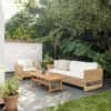 Casa Padrino Luxus Gartensofa mit Kissen Naturfarben / Weiß 200 x 86 x H. 71 cm - Wetterbeständiges Garten & Terrassen Sofa - Garten & Terrassen Möbel - Luxus Qualität