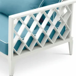 Casa Padrino Luxus Garten Sofa Weiß / Hellblau 186 cm - Outdoor Garten Möbel