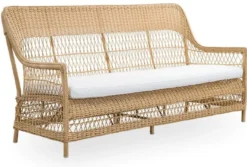 Casa Padrino Luxus Gartensofa mit Sitzkissen Naturfarben / Weiß 191 x 79 x H. 95 cm - Wetterbeständiges Garten & Terrassen Sofa - Garten & Terrassen Möbel - Luxus Qualität