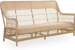 Casa Padrino Luxus Gartensofa mit Sitzkissen Naturfarben / Weiß 191 x 79 x H. 95 cm - Wetterbeständiges Garten & Terrassen Sofa - Garten & Terrassen Möbel - Luxus Qualität