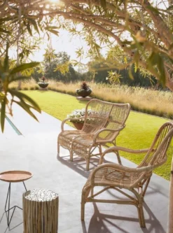 Casa Padrino Luxus Gartensofa Naturfarben 119 x 83 x H. 87 cm - Wetterbeständiges Garten & Terrassen Sofa - Garten & Terrassen Möbel - Luxus Kollektion
