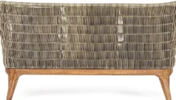 Casa Padrino Luxus Gartensofa mit Kissen Grau / Naturfarben / Braun 153 x 73 x H. 80,5 cm - Wetterbeständiges Garten & Terrassen Sofa - Garten & Terrassen Möbel - Luxus Qualität
