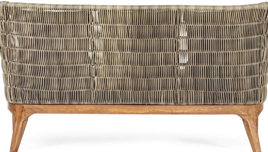 Casa Padrino Luxus Gartensofa mit Kissen Grau / Naturfarben / Braun 153 x 73 x H. 80,5 cm - Wetterbeständiges Garten & Terrassen Sofa - Garten & Terrassen Möbel - Luxus Qualität