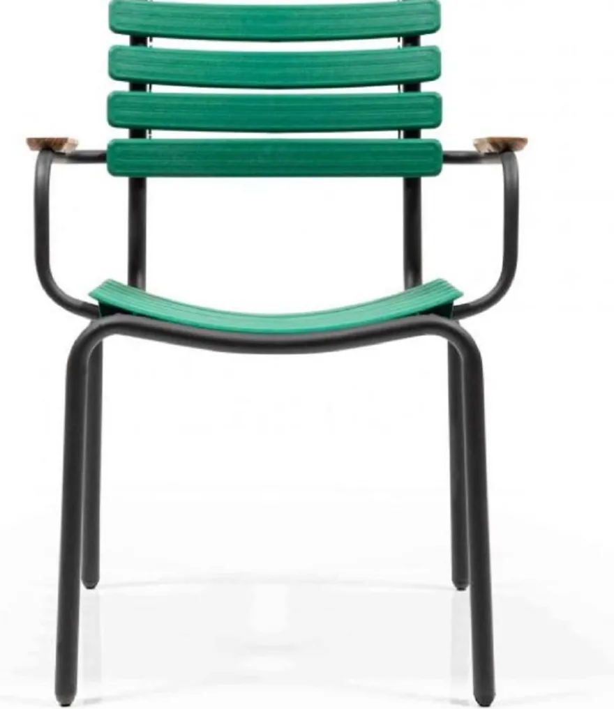 Casa Padrino Luxus Gartenstuhl Set Grün / Braun / Schwarz 50 x 45 x H. 79 cm - Moderne Gartenstühle mit Armlehnen - Garten & Gastronomie Möbel