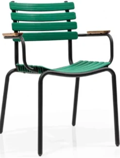 Casa Padrino Luxus Gartenstuhl Set Grün / Braun / Schwarz 50 x 45 x H. 79 cm - Moderne Gartenstühle mit Armlehnen - Garten & Gastronomie Möbel
